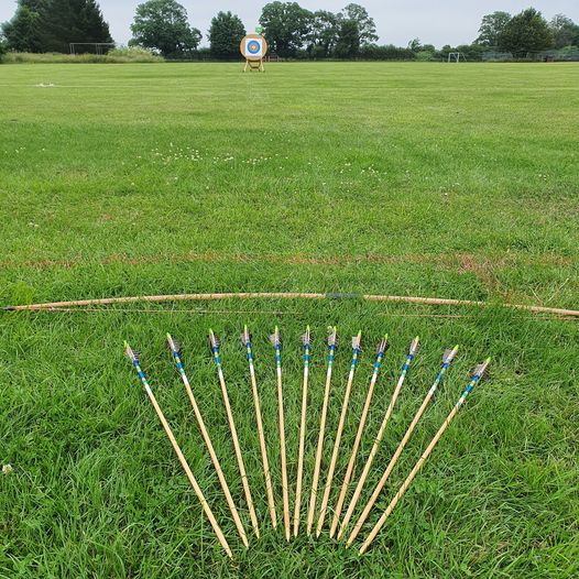 Longbow and arrows on Wicken range
